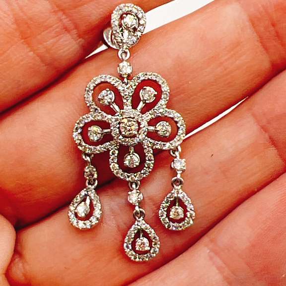 14kt White Gold & Diamond Earrings- 2.00 CTW