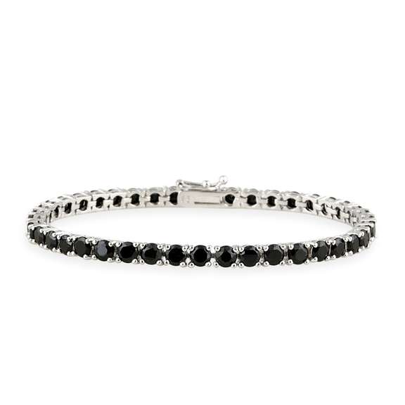 Sterling Silver 14ct Black Spinel Tennis Bracelet