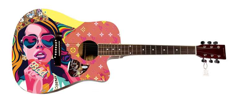 Lana Del Rey Autographed Signed Custom Graphics Photo Guitar