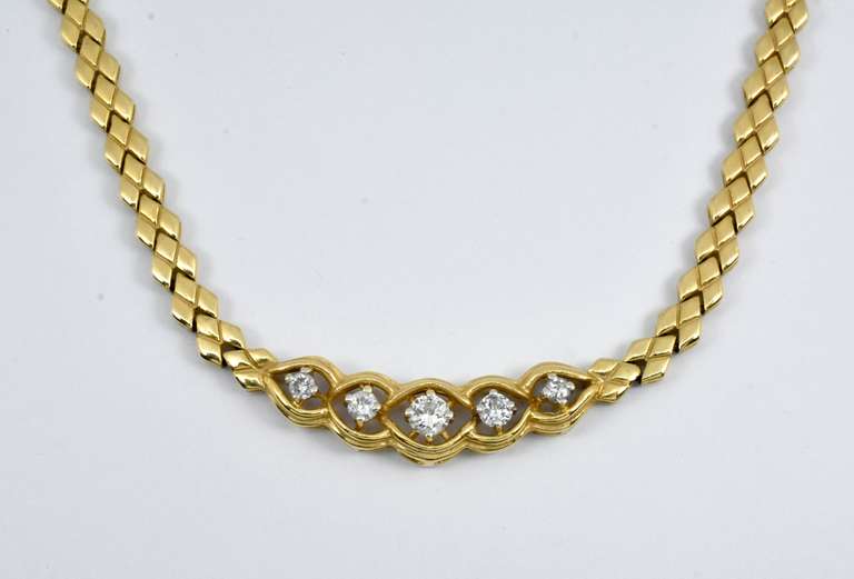 14k Necklace with Diamond Center Panel