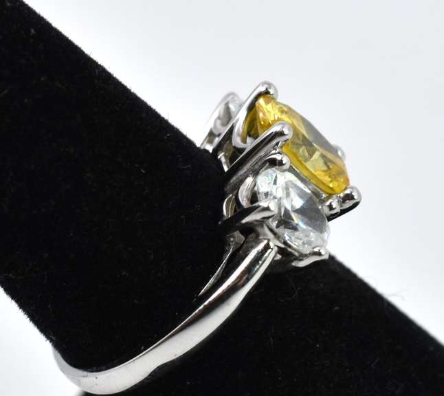 Sterling Silver 3 Gemstone Ring