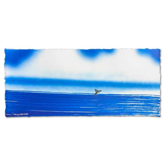 Wyland, "Fluke" Framed, Hand Signed Original Painting with Letter of Authenticity.