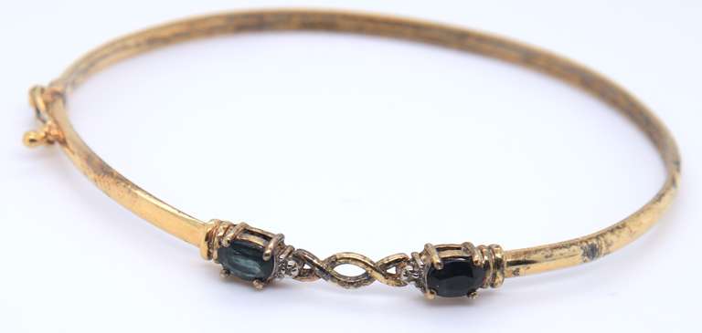 Vintage Sterling Silver Gemstone Bangle