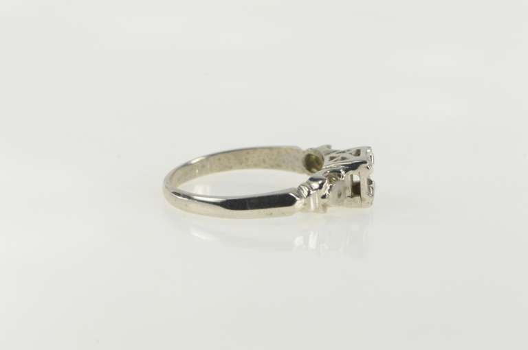 14K White Gold Vintage NOS 1950's Engagement Setting 2.5mm Ring