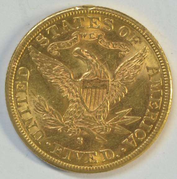 Choice BU 1886-S US $5 Liberty Gold Piece