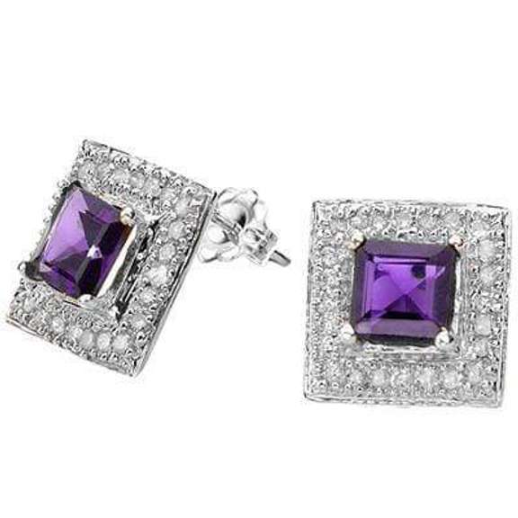 1 1/5 CARAT AMETHYST 925 STERLING SILVER EARRINGS
