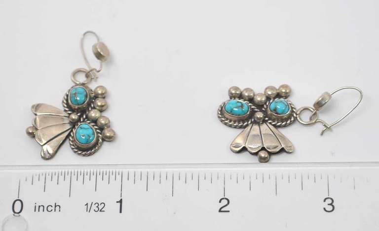 Turquoise Dangle Earrings, in Sterling