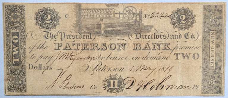 $2 Patterson Bank N.J May 1 1819 Note