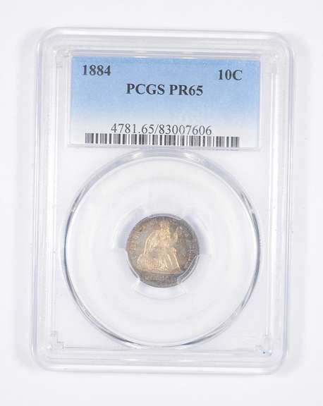 PR65 1884 Seated Liberty Dime - TONED - Graded PCGS