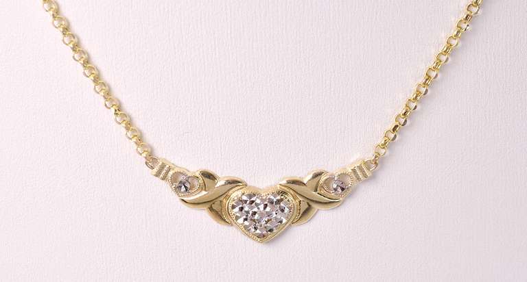 Heart Necklace in Two Tone Gold