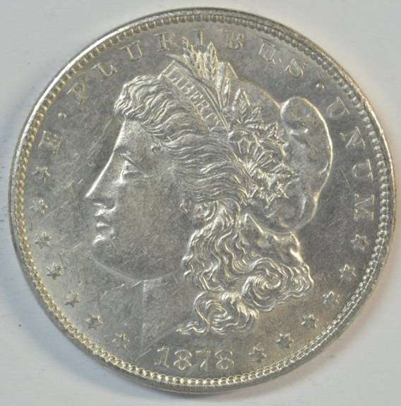 Brilliant Uncirculated 1878-CC Morgan Silver Dollar. Key date
