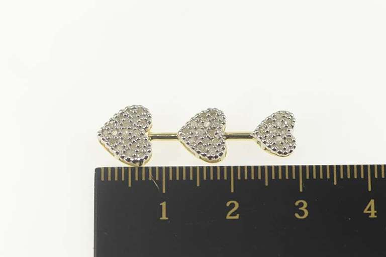 10K Yellow Gold 0.31 Ctw Pave Diamond Heart Tiered Love Pendant