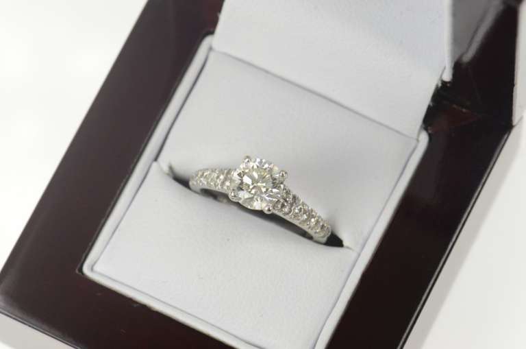 14K White Gold 1.50 Ctw Classic Diamond Cathedral Engagement Ring