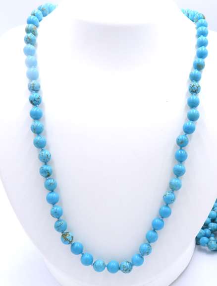 Turquoise Beads Long Necklace