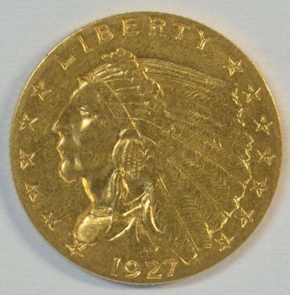 Real flashy 1927 US $2.50 Indian Gold Piece