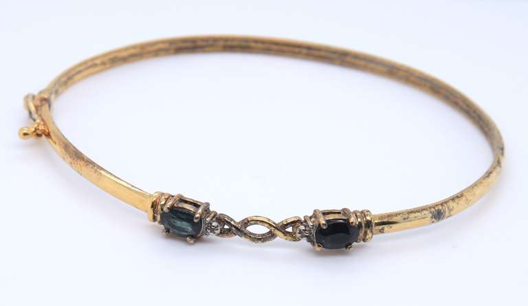 Vintage Sterling Silver Gemstone Bangle