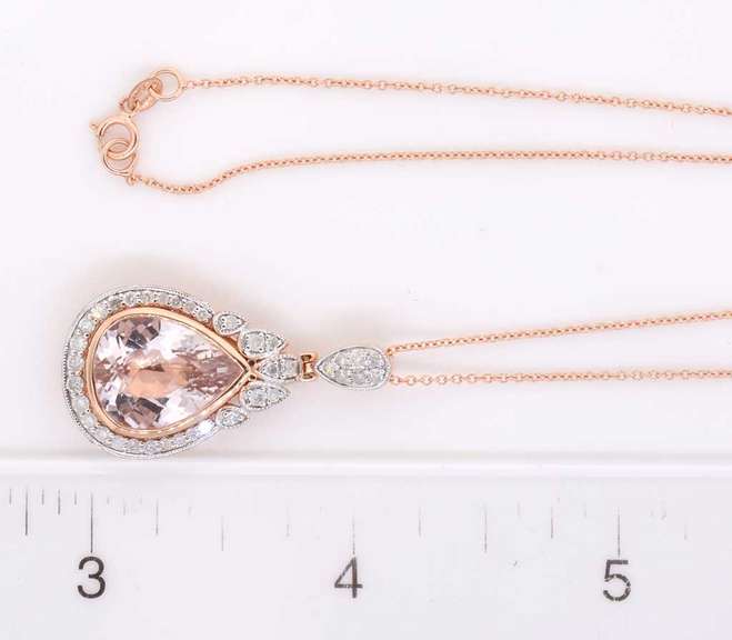 Precious Morganite and Diamond Pendant
