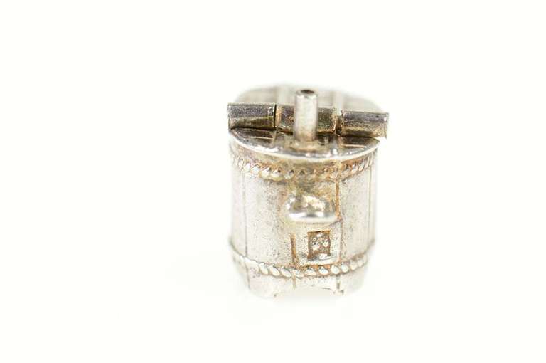Sterling Silver 3D Antique Inspired Bucket Articulated Charm/Pendant