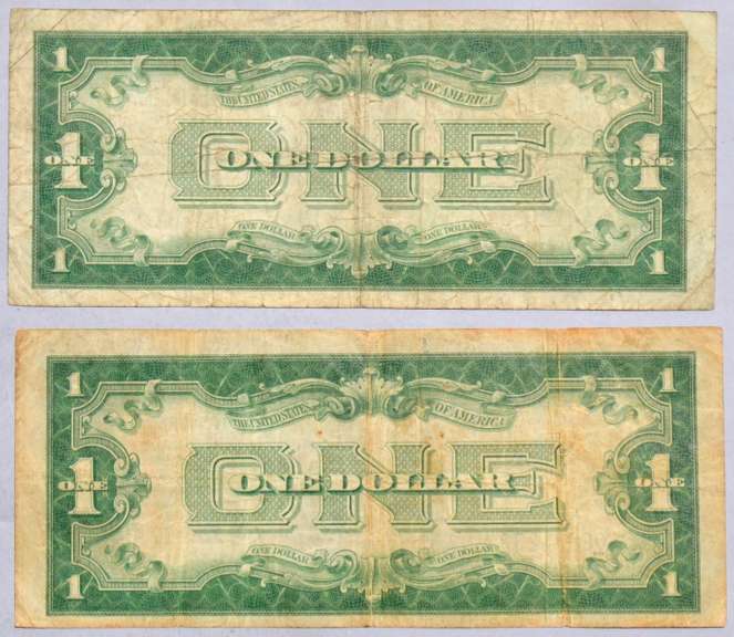 2 Types $1 Funnyback Silver Certificates