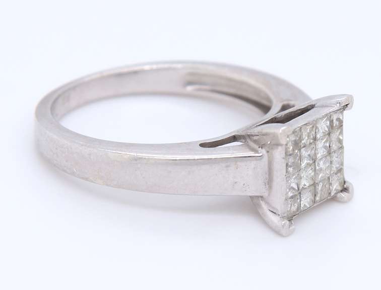 Platinum Princess Diamond Cluster Bridal Ring