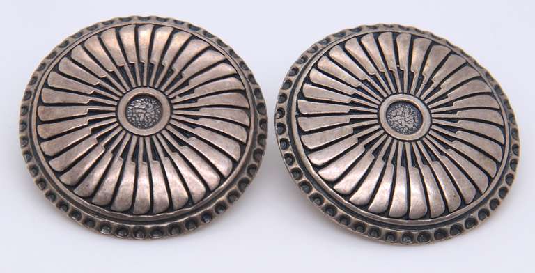 Vintage Sterling Silver Signed American Indian Earrings