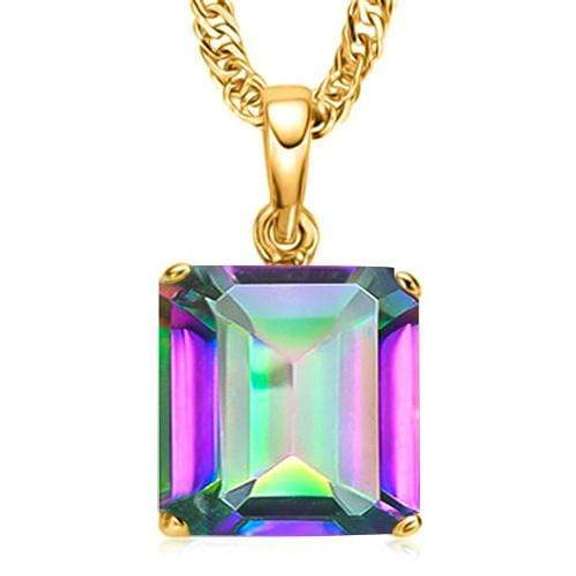 1.00 CT MYSTIC GEMSTONE 10KT SOLID GOLD PENDANT