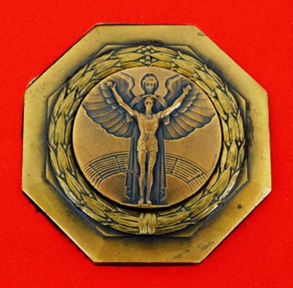 Bronze French Soccer Medal with Box