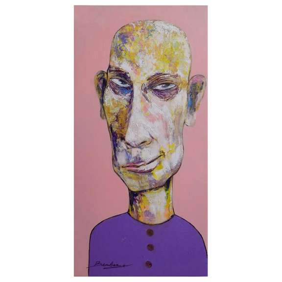 Berberyan, "Comrade" Hand Signed Original Painting on Canvas with Letter of Authenticity.