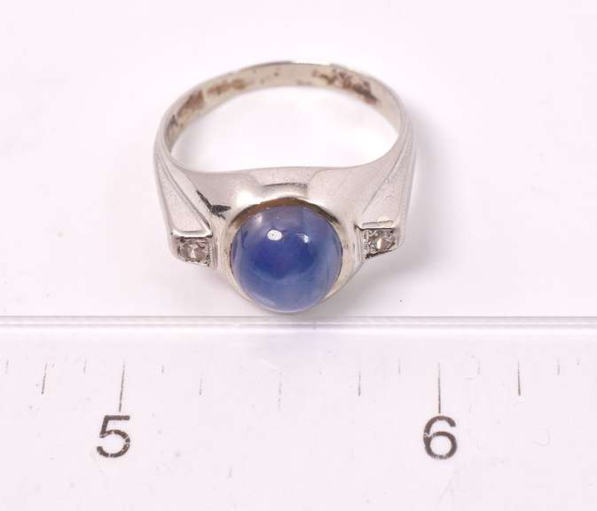 Sensational Star Sapphire and Diamond Ring in 14K White Gold