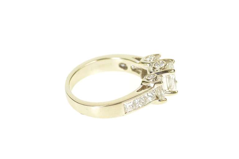 14K White Gold 2.49 Ctw Radiant Three Stone Diamond Engagement Ring