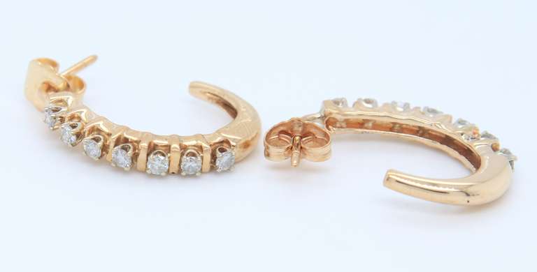 Sparkling Yellow Gold Diamond J Hoop Earrings