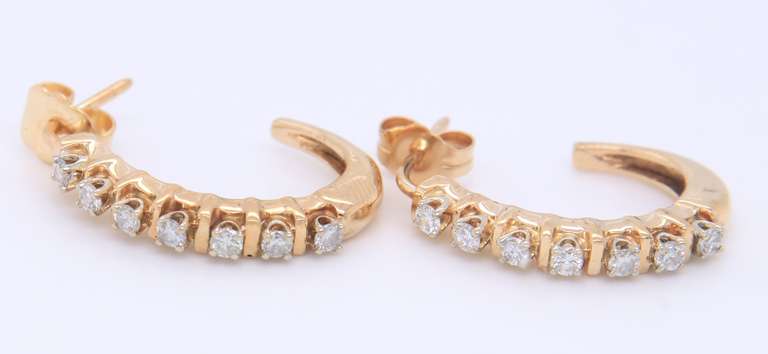 Sparkling Yellow Gold Diamond J Hoop Earrings