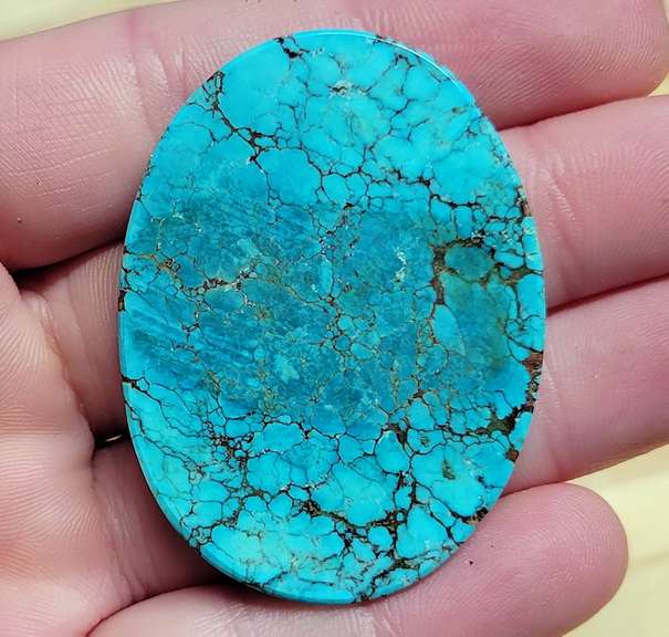 Striking well marbled 61.5ct Turquoise cabochon
