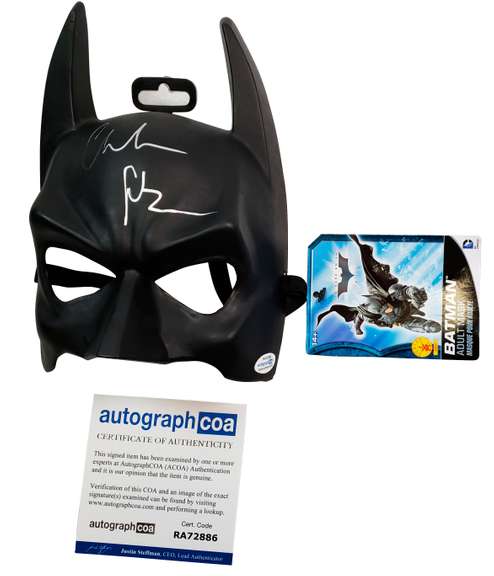 Batman Christian Bale Autographed Signed Batman Toy Mask ACOA