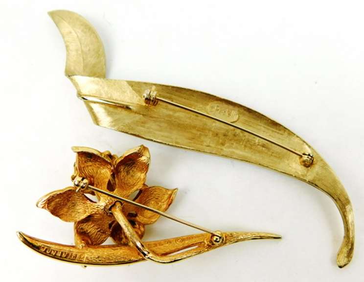 2 Vintage Signed Costume Pins