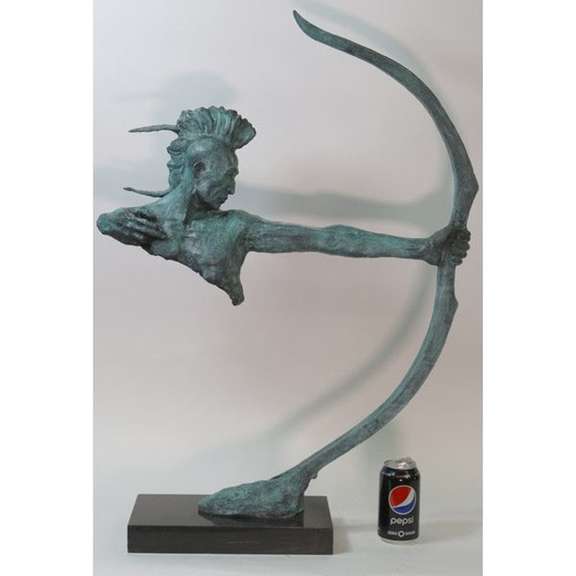 Special Patina Indian Male Warrior Bronze Sculpture