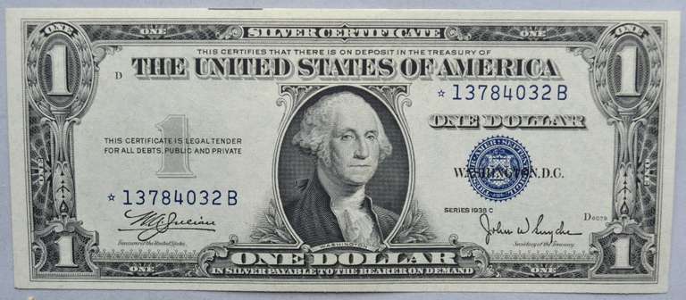Gem CU $1 1935 C Star Silver Certificate