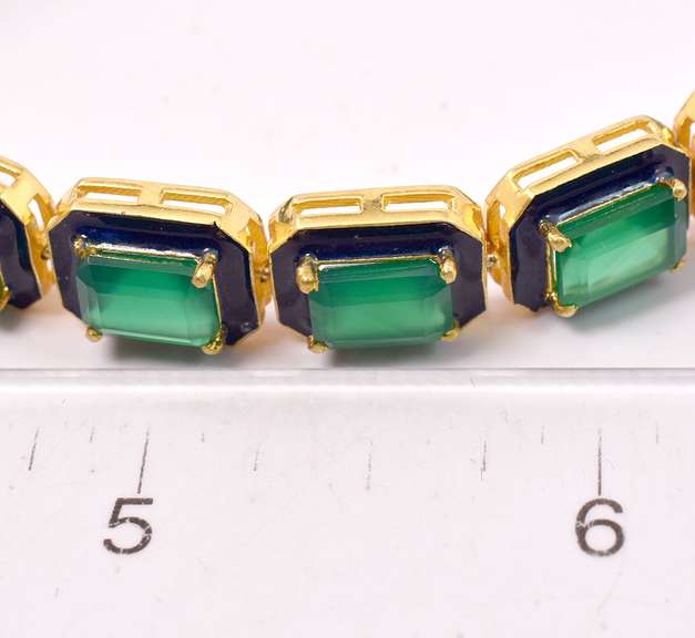 Gorgeous Green Onyx Rope Bracelet in Gold Plated Sterling Silver