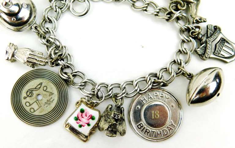 Loaded Vintage Sterling Silver Charm Bracelet