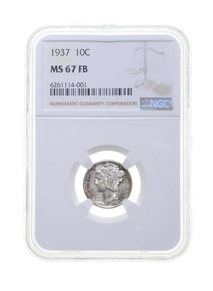 MS67 FB 1937 Mercury Silver Dime - Graded NGC