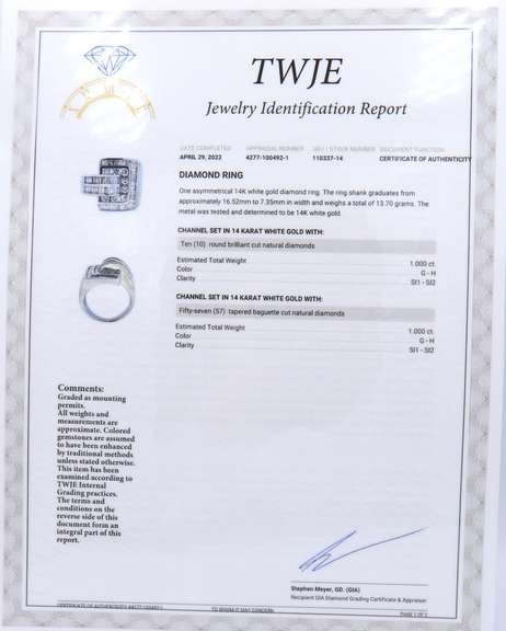Incredible White Gold Baguette and Round Diamond Ring