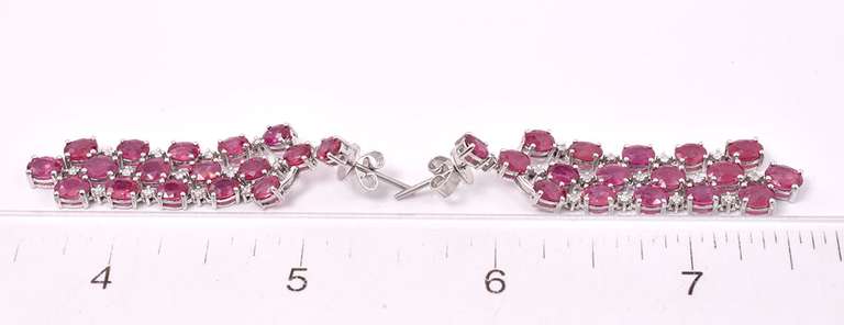 Amazing Diamond & Ruby Dangle Earrings, 14KT