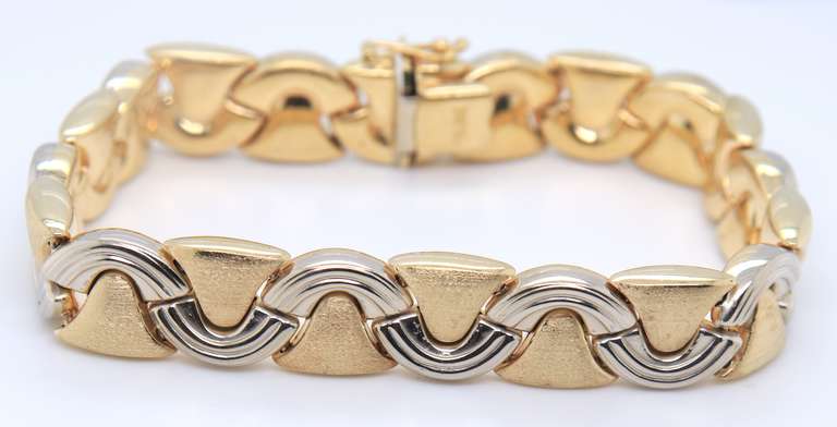 Gorgeous 2 Tone Polished Fancy Link Bracelet