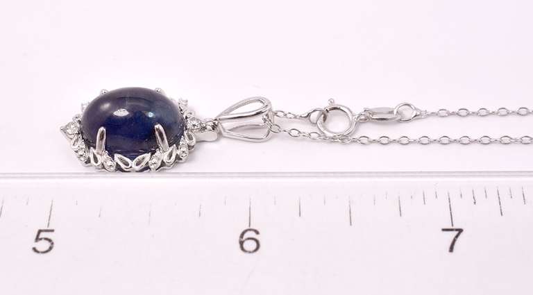 Stunning Massive 11.46CTS Cabochon-Cut Star Sapphire & 0.10CTW Diamond Pendant Necklace in Sterling Silver