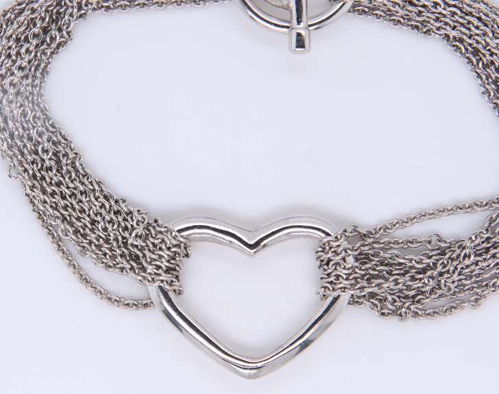 Sterling Silvre Heart Shaped Bracelet with Multi Strands
