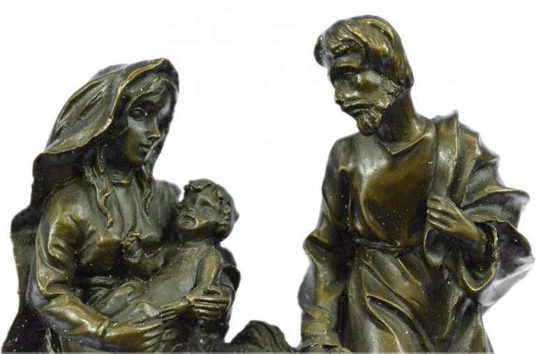 Flight into Egypt Biblical Event Holly Family Bronze Sculpture