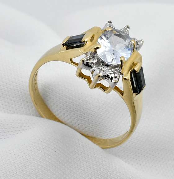 Blue Topaz and Sapphire Ring