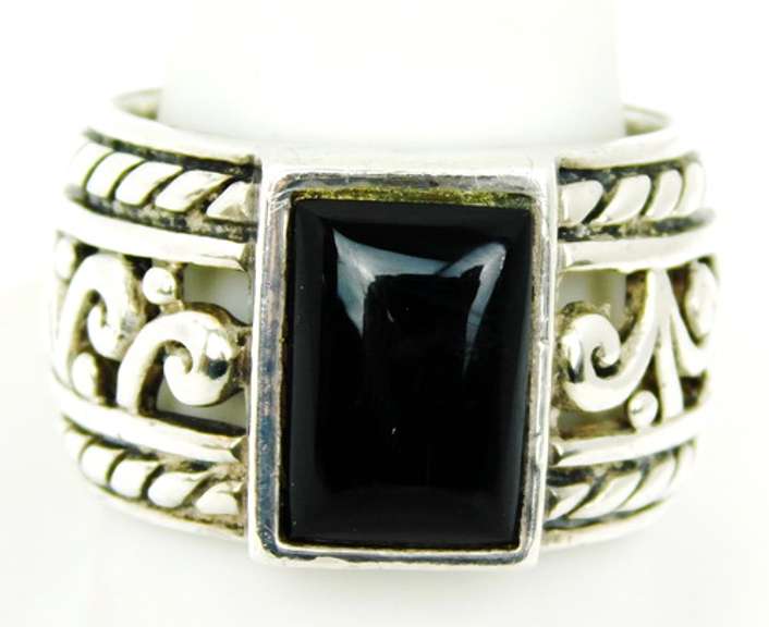 Silpada Wide Sterling Black Onyx Ring, Size 10