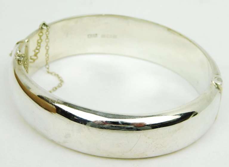 Vintage Wide English Sterling Bangle Bracelet