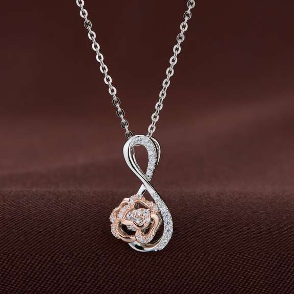 Two Tone 18k Rose Gold Plating Infinity Style Pendant